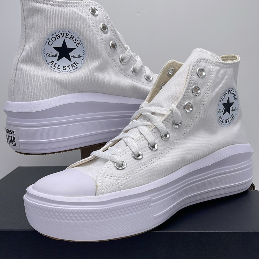 Converse WMNS CTAS MOVE HI
WHITE/NATURAL IVORY/BLACK 568498C Platforms Sneakers - Picture 9 of 16